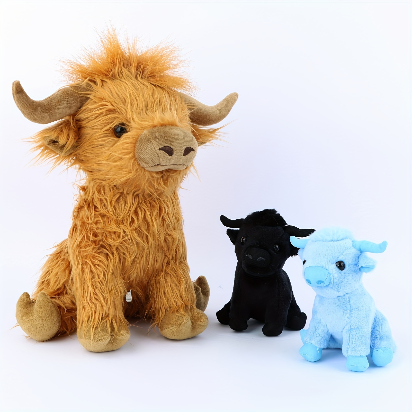 Simulation Highland Cow Plush Toy Soft Stuffed Animal Cow Plushie Baby Toys  Throw Pillow Birthday Gift For Kids Boys Girls