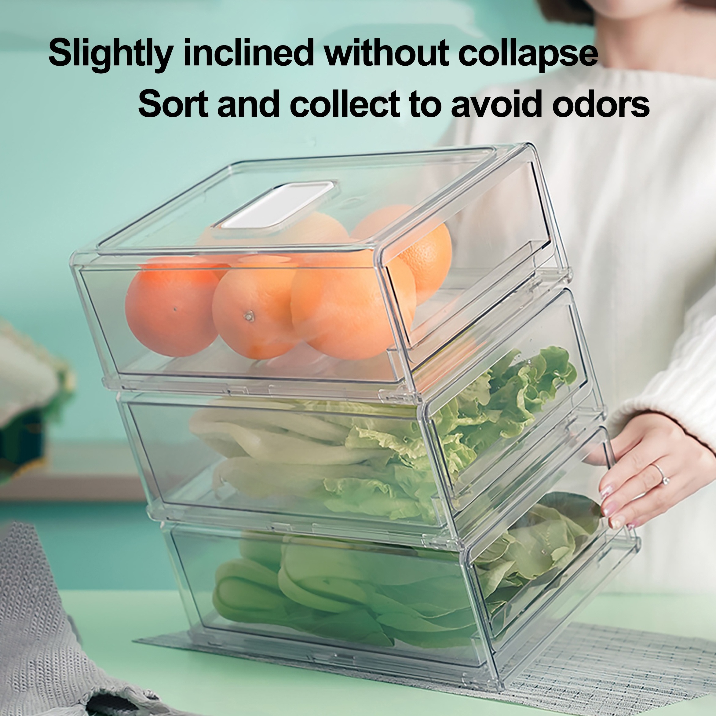 Drawer Refrigerator Storage Box Transparent Plastic Containers