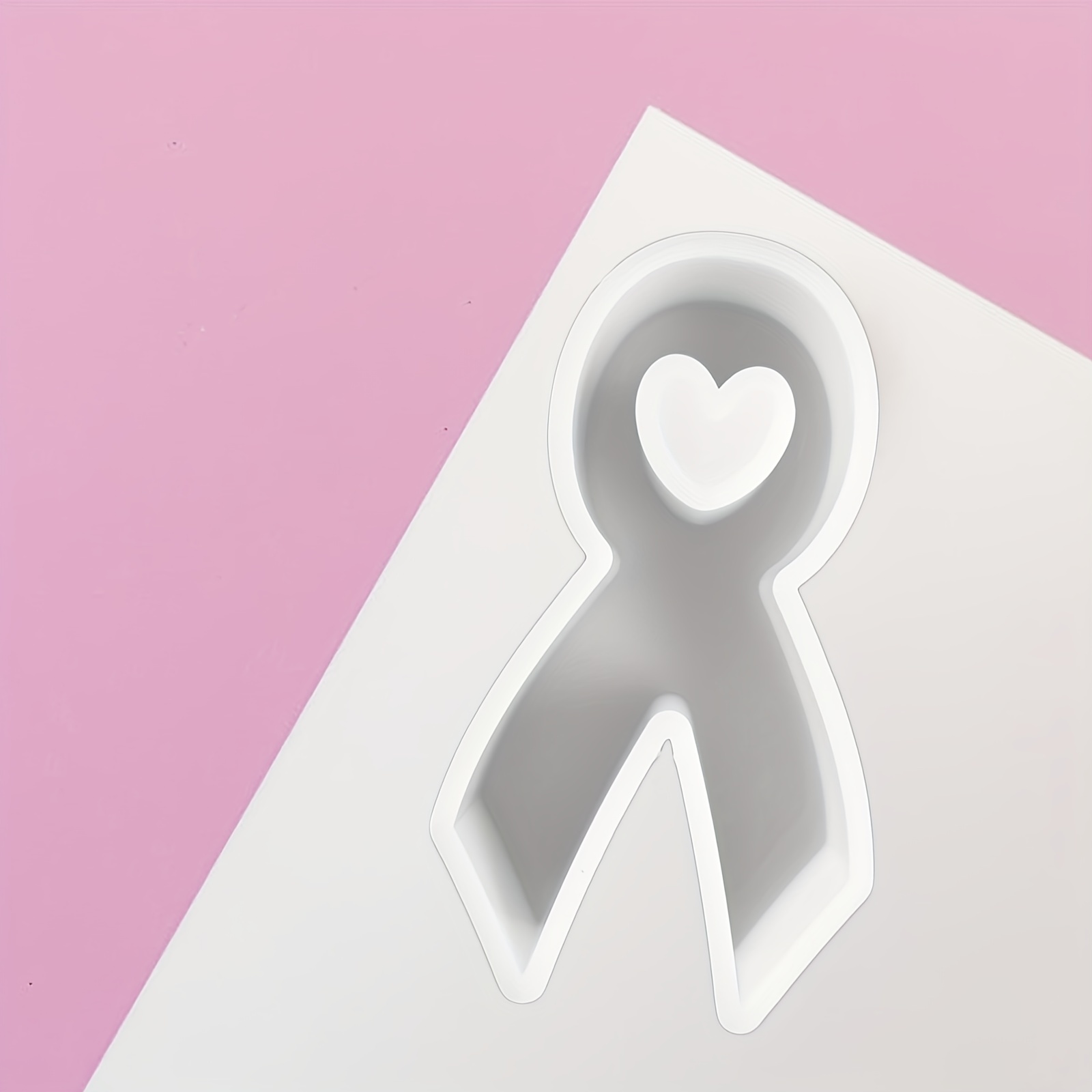 Breast cancer awareness ribbon heart Silicone mold for resin