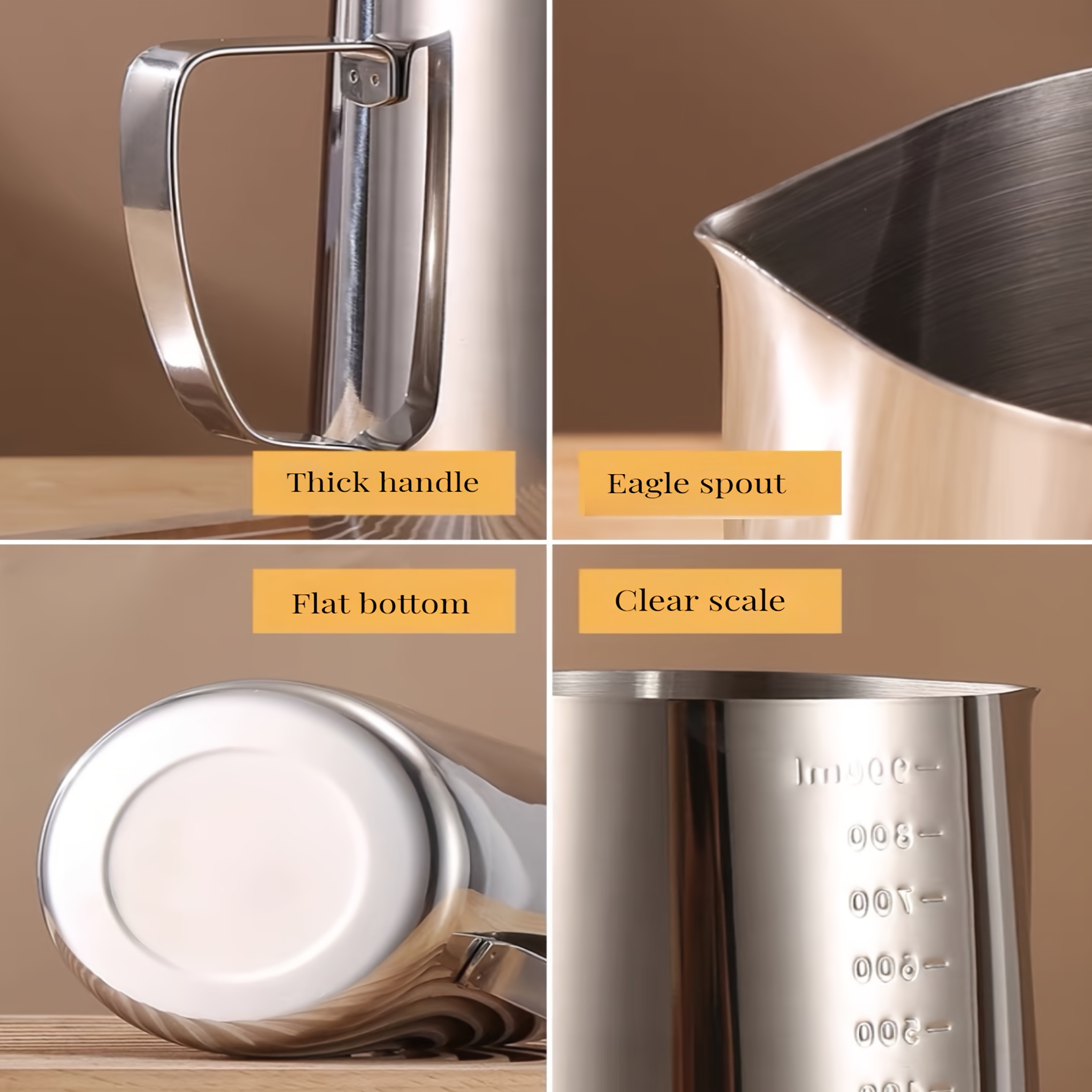 Stainless Steel Coffee Jacquard Cup With Scale Pointed Nose - Temu