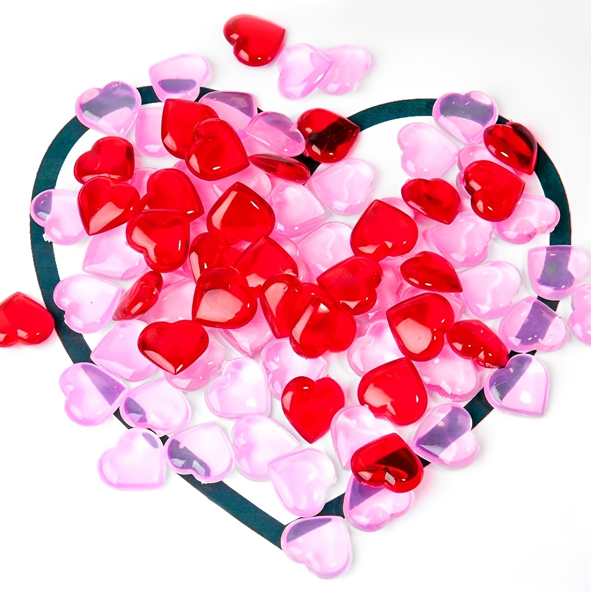 Acrylic Heart Gems for Valentine Vase Filler Decor,152 Pcs Red Pink Heart