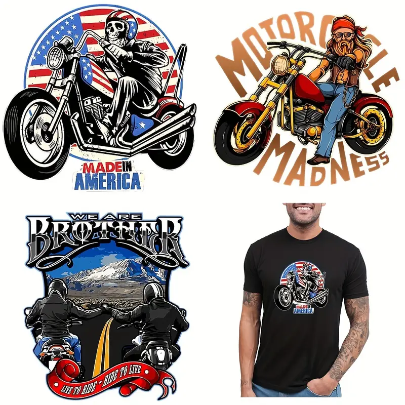 Retro Motorcycle American Flag Hamlet English Printing Pattern Patches,  Ironing Hot Patch Clothing Accessories Vinyl Patch For Men's Jacket - Temu