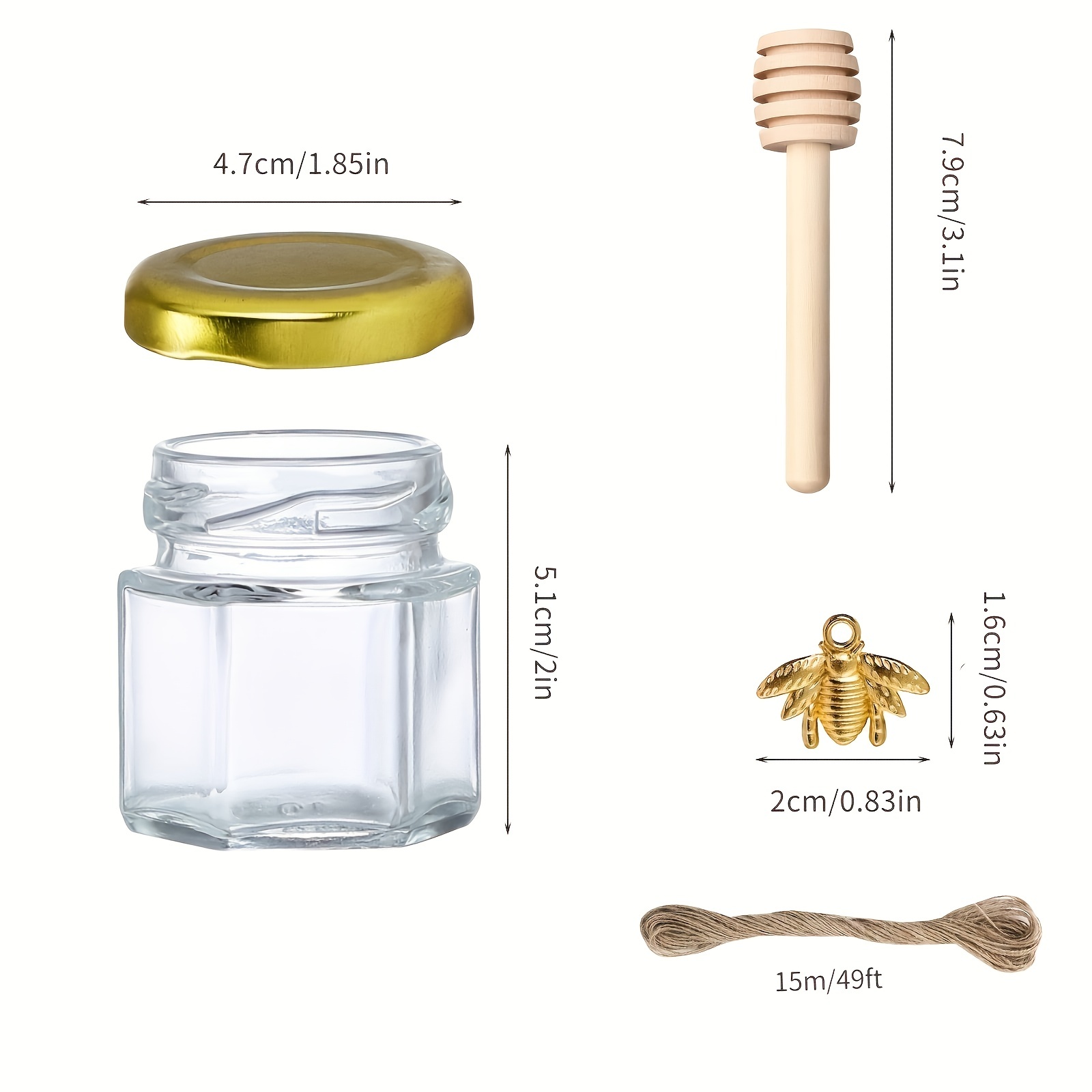 Pot à miel en verre avec couvercle et cuillère à miel en teck