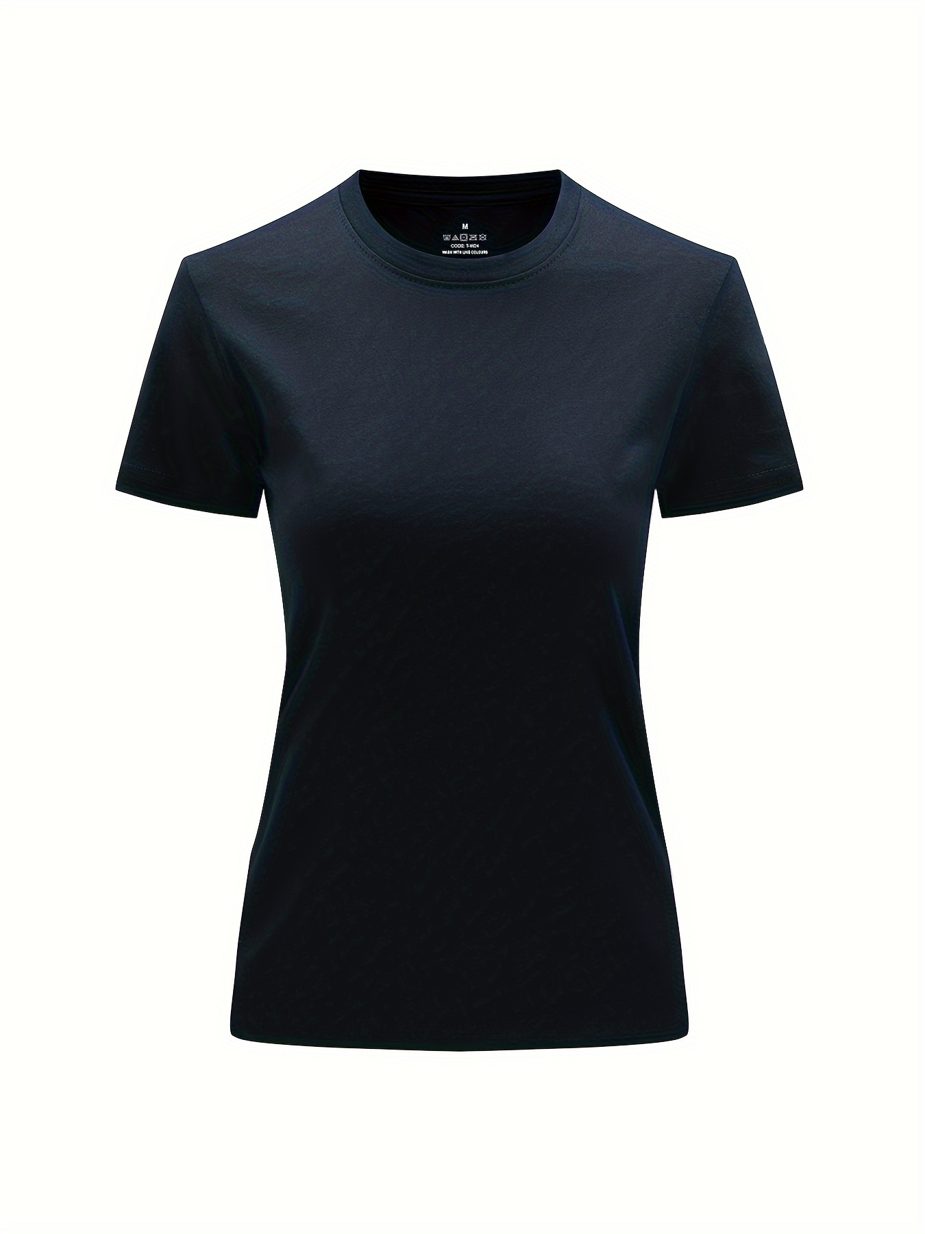 Solid Crew Neck T-Shirt, Casual Short Sleeve Top For Spring & Summer, Women'S Clothing