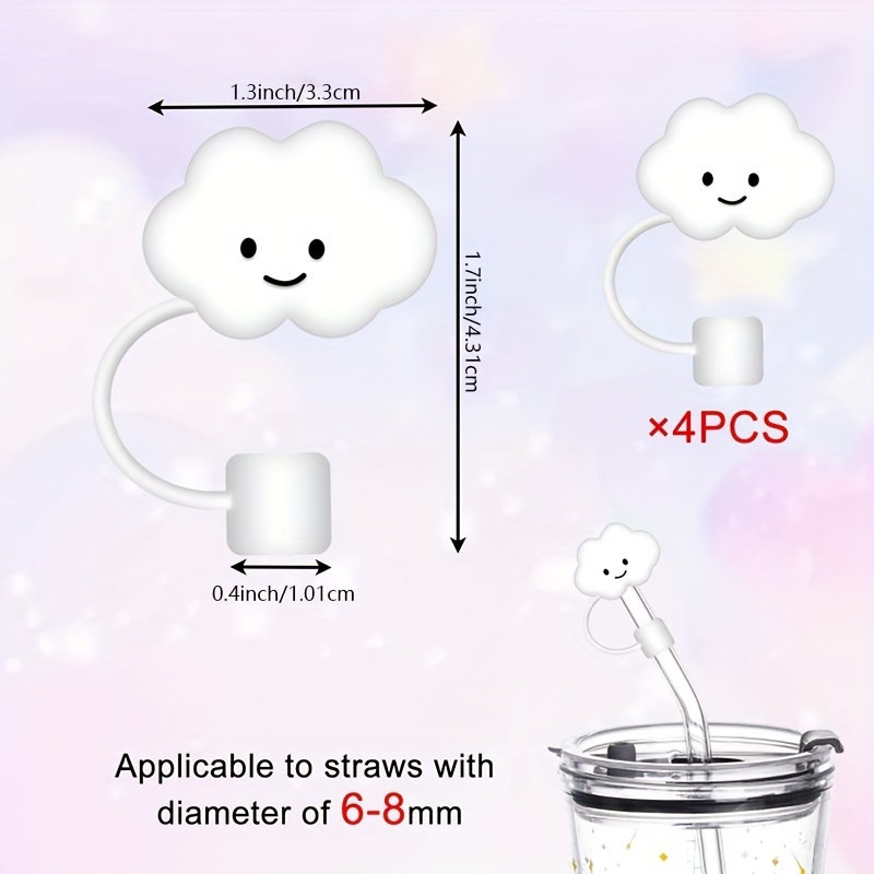 6 Pcs Cloud Straw Covers Cap Silicone 6-8mm Cloud Straw Topper