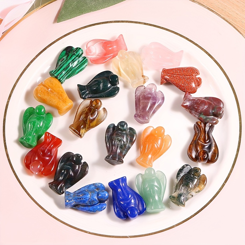 Small Bargain Pocket Stone Crafts - Mini Angel Statue Carved Quartz