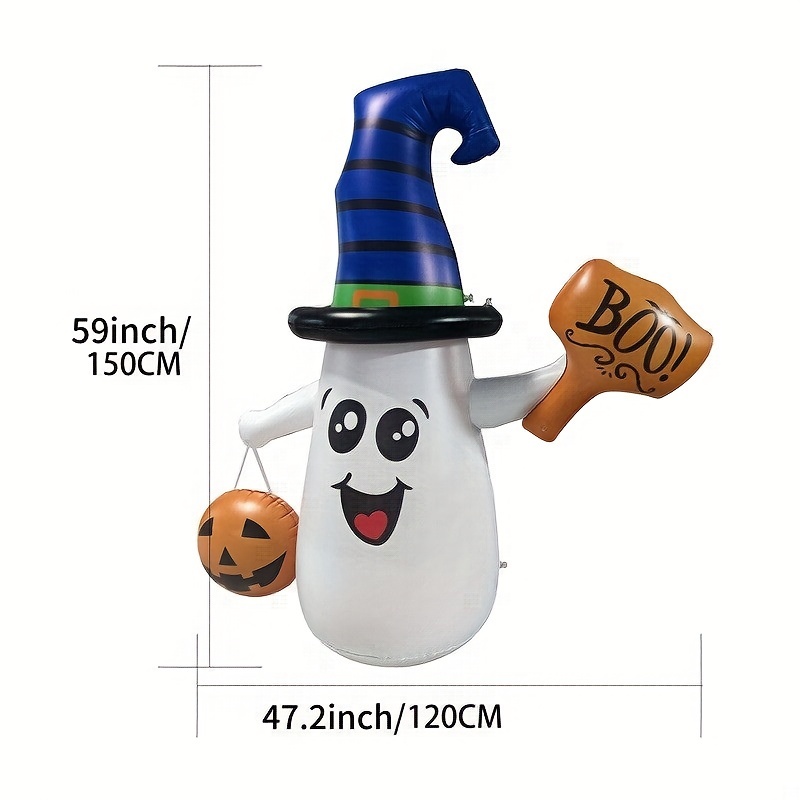 inflatable halloween cute ghost with pumpkin blow up inflatable halloween outdoor yard decoration for indoor outdoor yard party halloween decor light details 1