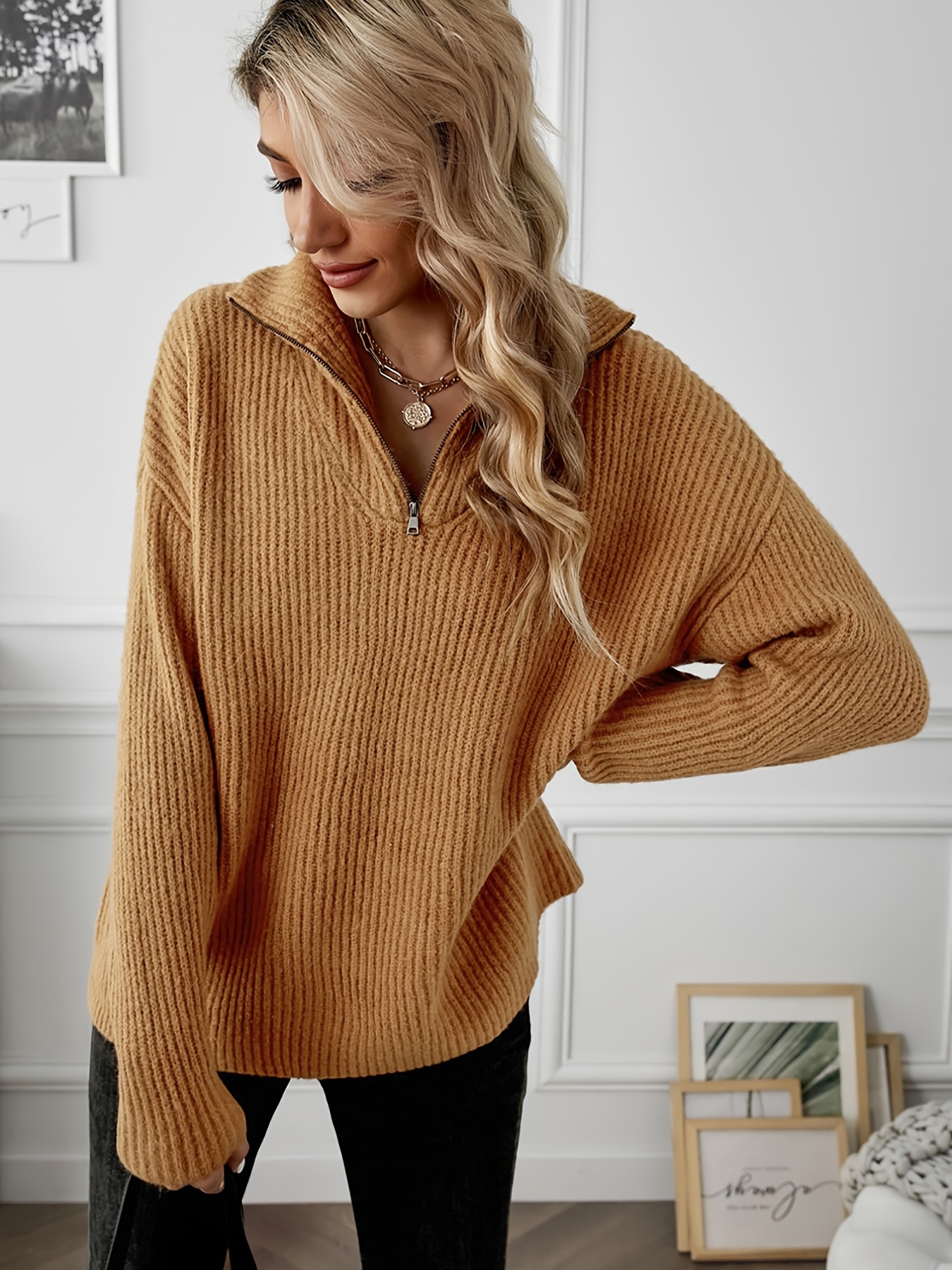 Casual zip up online sweater