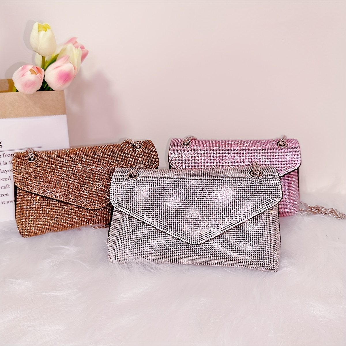 Glitter Rhinestone Evening Box Bag, Trendy Ruched Handle Cylinder Purse,  Mini Handbags For Party Wedding Prom - Temu