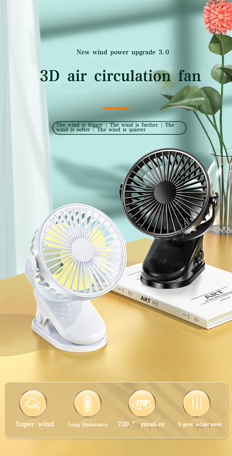 1pc Mini Fan Ventilador Portátil Clip Ventilador Dormitorio - Temu