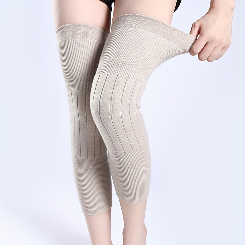 1 Paire De Genouillères Extra Longues Et Bouclées Pour Réchauffer Les  Jambes Et Protéger Les Articulations Pour Les Femmes Et Les Couples Âgés,  Noires, Avec Boucles Antidérapantes Pour Temps Froid, Protection De