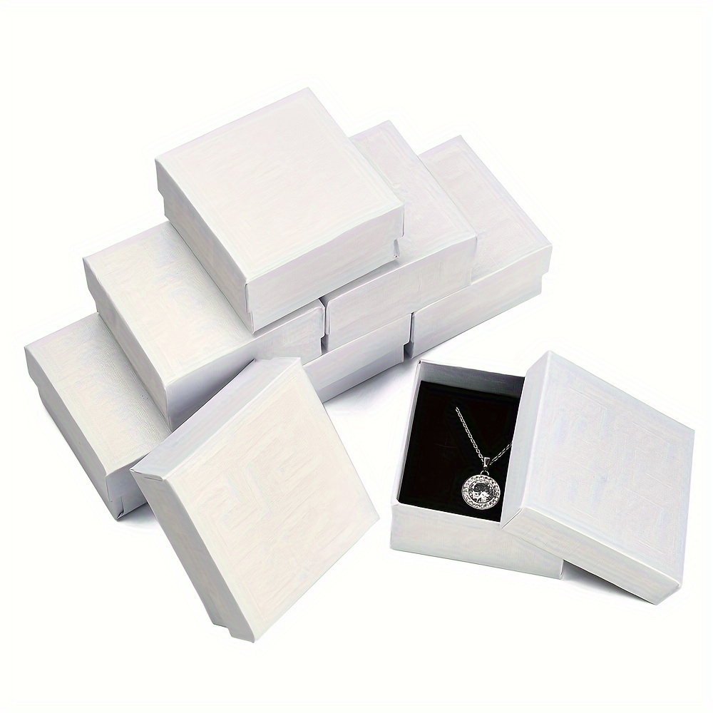 White Jewelry Gift Box with Cotton Padded Insert - Jewelry & Gift Bags