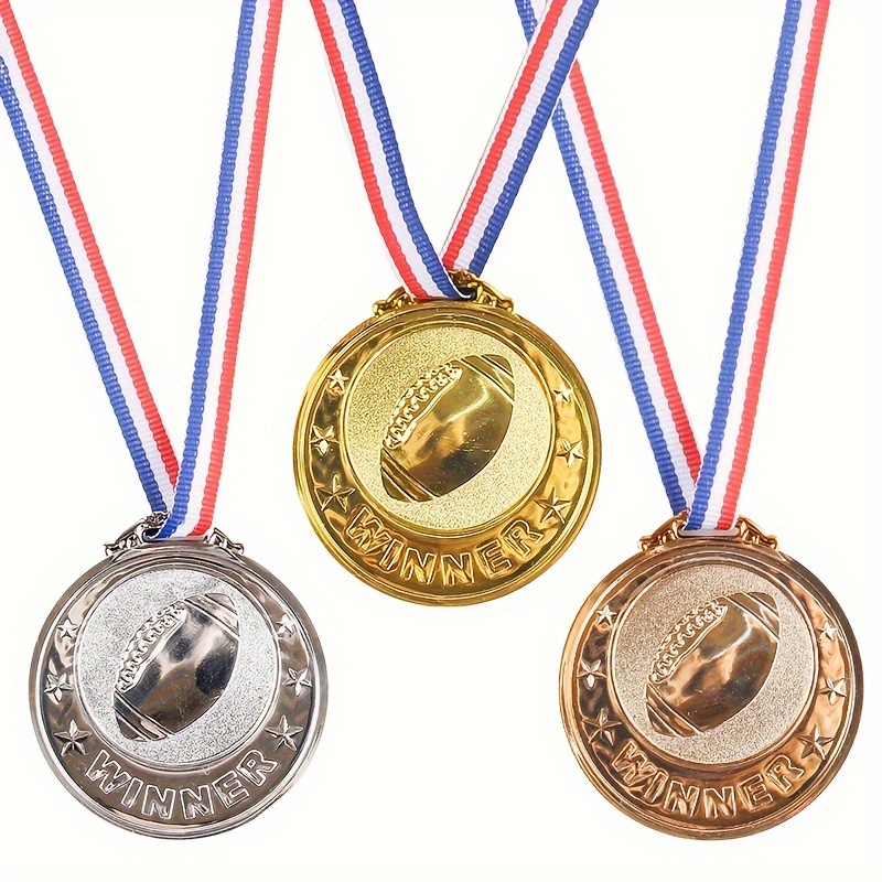 Medallas de fútbol de 12 piezas para premios para niños y adultos, juego de  medallas de premio de oro, estilo olímpico de metal para juegos de fútbol