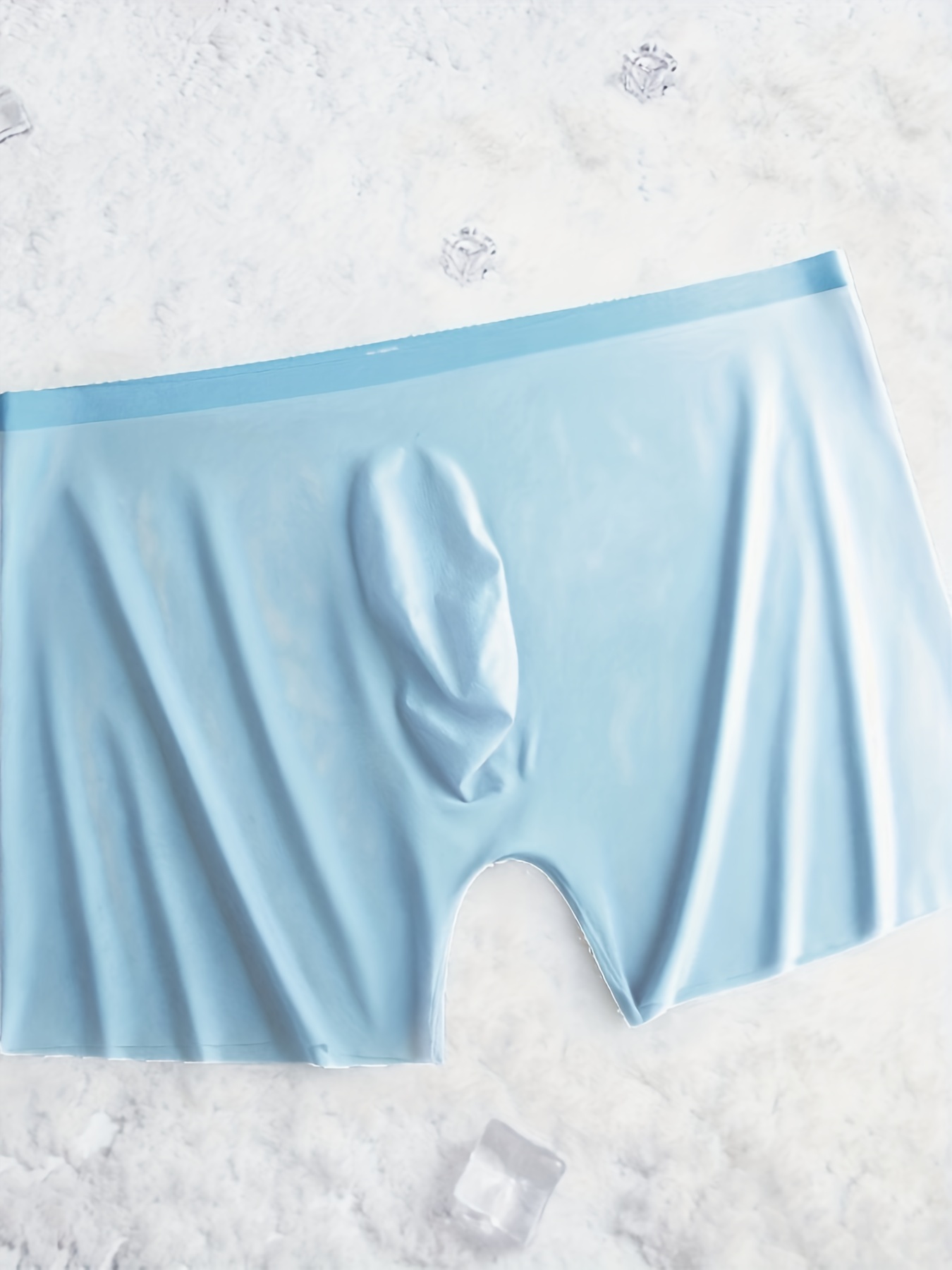 Men Ice Silk Sexy Seamless Boxer Briefs Pouch Underwear Shorts