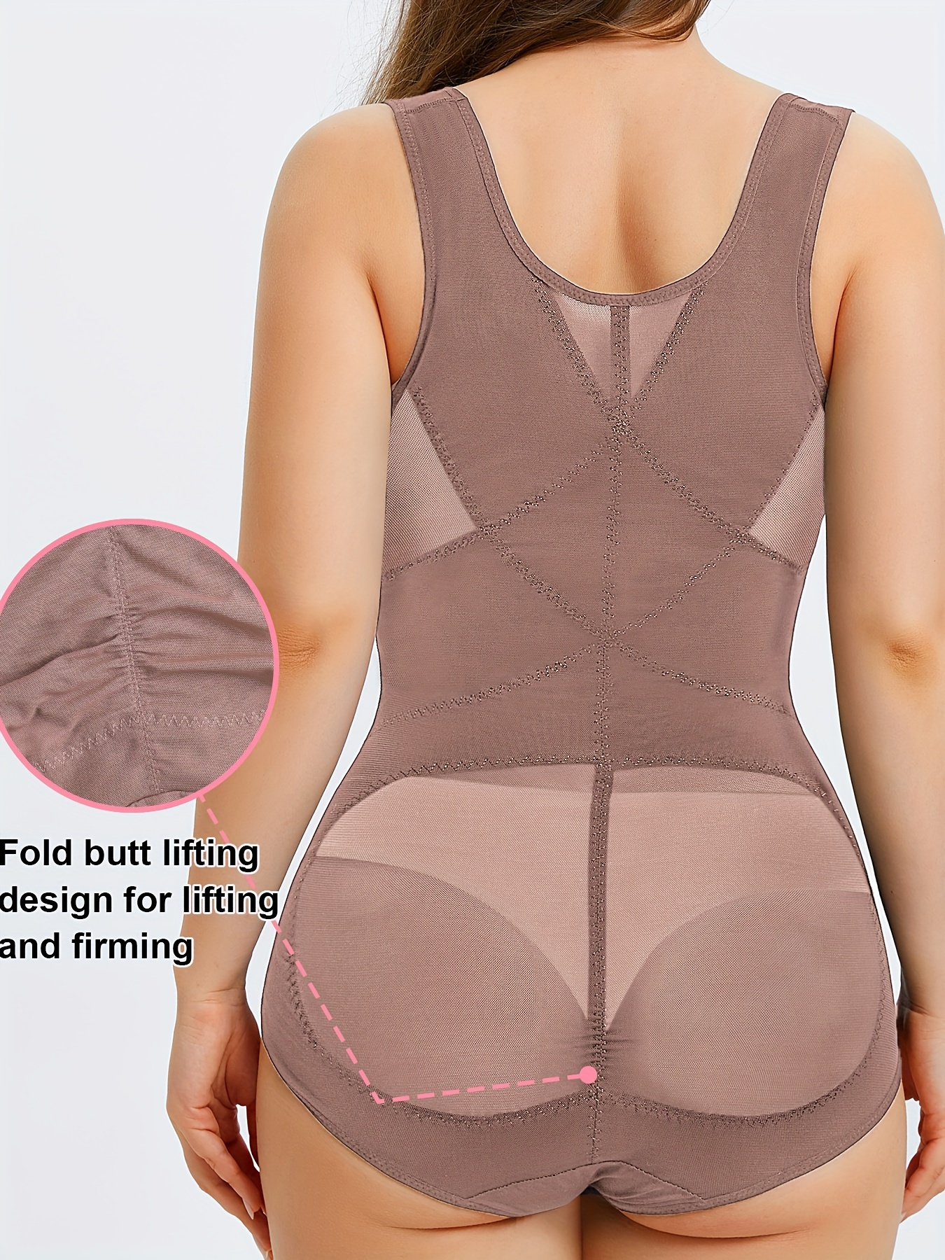 Contrast Mesh Shaping Bodysuit Tummy Control Butt Lifting - Temu