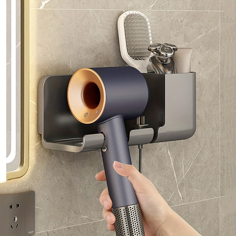 Wand-Haartrockner halter für Badezimmer regal ohne Bohren  Kunststoff-Haartrockner ständer Bad organisator