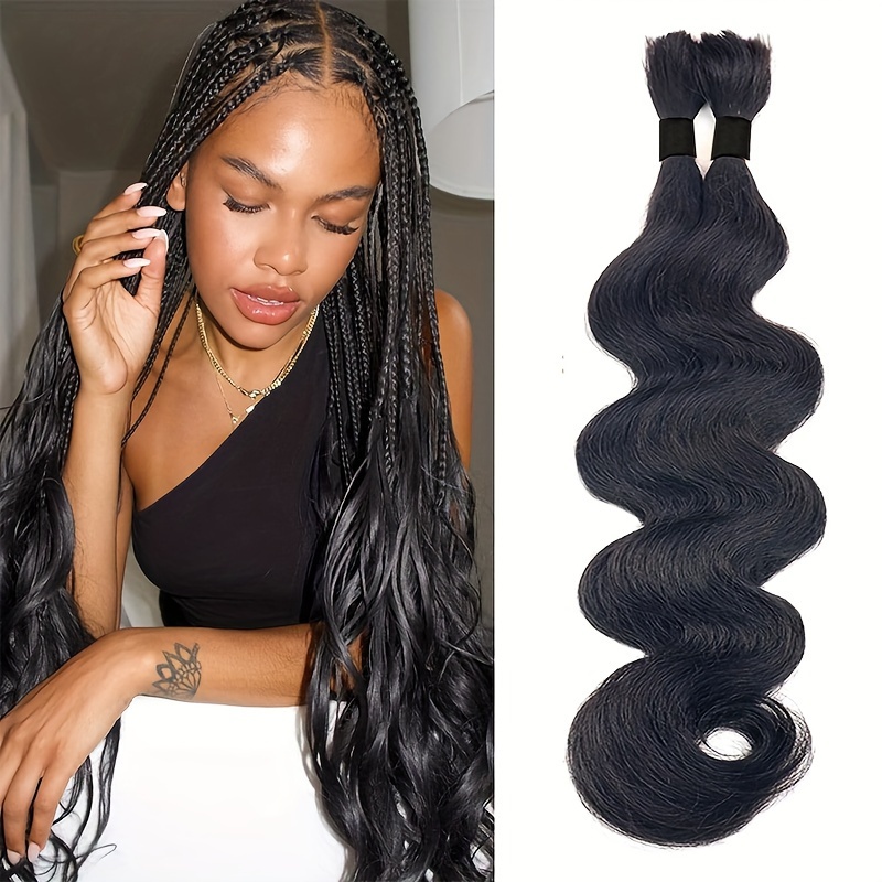 Body Wave Human Hair For Braiding No Weft Micro Braids Bulk Hair Body Wave  Human Hair Braids Extension For Braiding Black Color 20-28inch (3.53oz -Pac