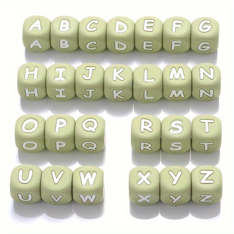 26pcs/52pcs 12mm Mixed Letter Silicone Beads For Diy Keychain, Bag Chain, Phone Strap, Bracelet Necklace Jewelry Making Supplies