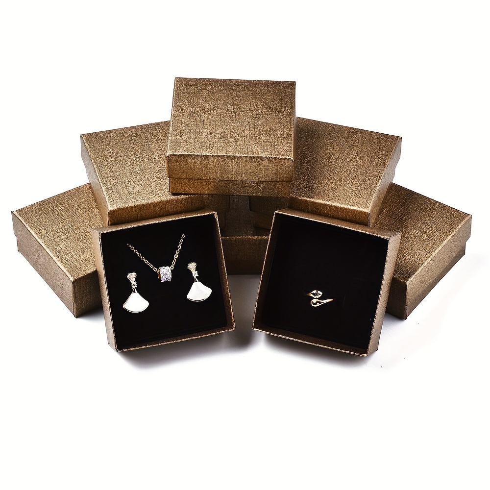  12 cajas de regalo pequeñas de 3.5 pulgadas, para collares,  aretes, anillo, caja de joyería de cartón, caja de reloj con tapas de  terciopelo para llavero : Ropa, Zapatos y Joyería