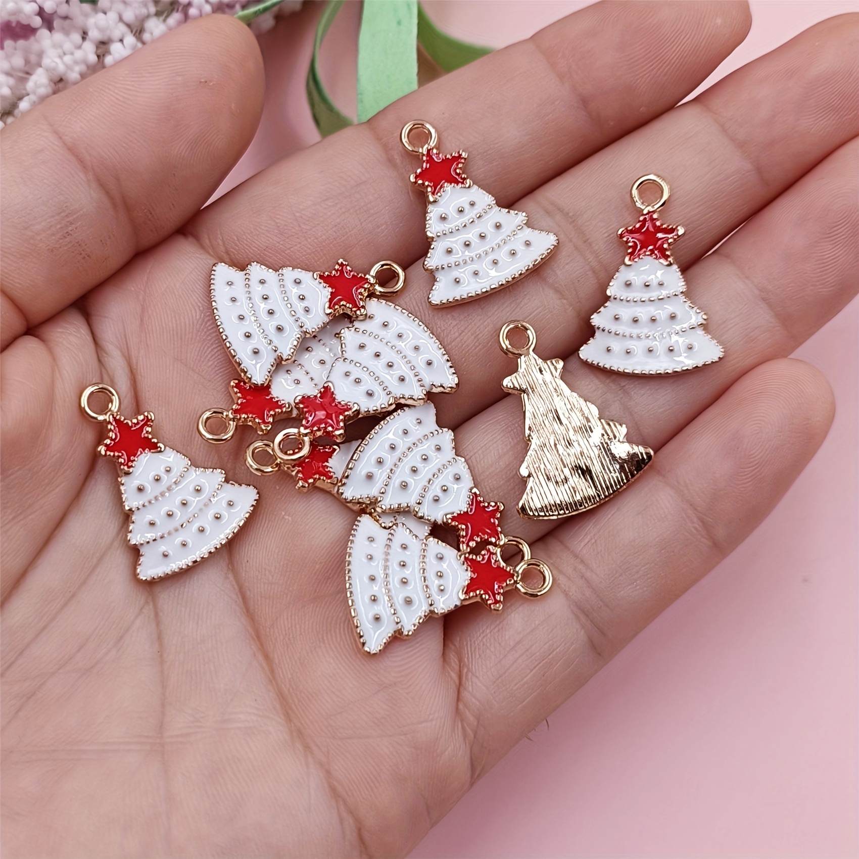 10pcs Enamel Drop Oil Snowflake Charms Pendant Accessories Christma  Handmade For Jewelry Making Diy Necklace Earring Decoration