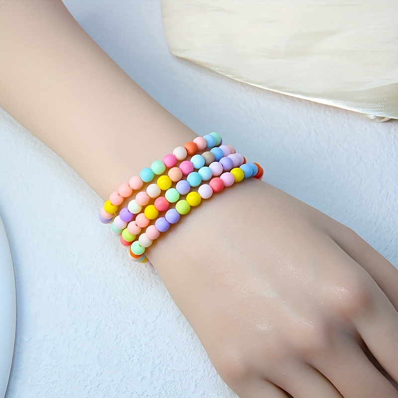 10pcs Girls Cute Colorful Acrylic Beaded Bracelet Decorative Accessories for Party Holiday Gift,Temu