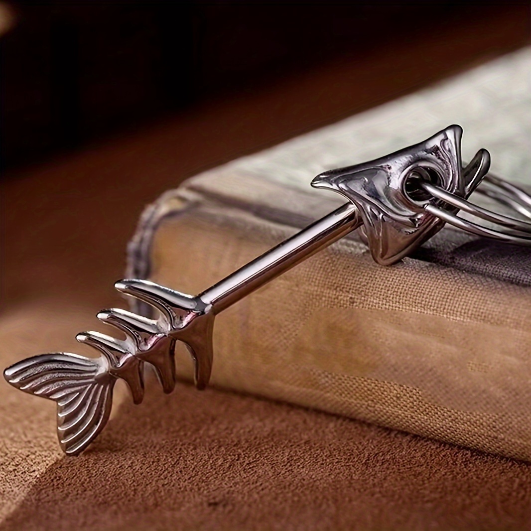 1pc Fashion Simple Hip Hop Style Fish Bone Detachable Keychain For Men, Car Key Bag Pendant