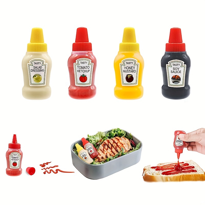  4 Pcs Mini Squeeze Bottles 1 OZ Ketchup Condiment Bottle Mini  Sauce Bottle Honey Mustard Salad Dressing Sauce Bento Box Container : Home  & Kitchen