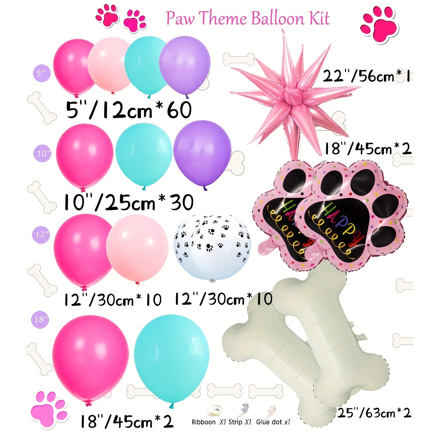 Paw Balloon Garland Kit Teal Purple Globos Hueso Huella Decoraciones  Cumpleaños Niña Suministros Fiesta, Compra En Temu Empieza Ahorrar