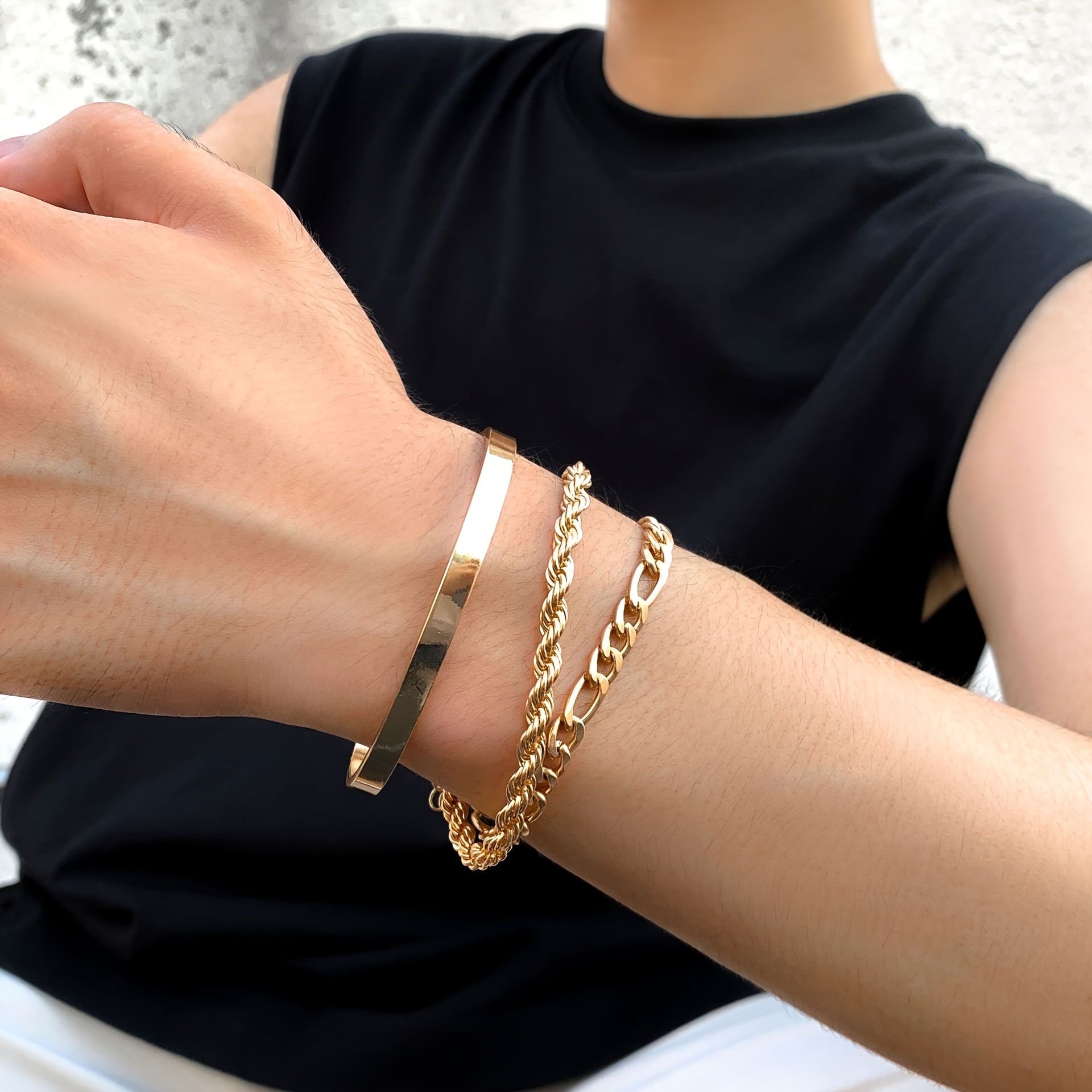 Mens Brass Chain Bracelet, Men Brass Bracelet, Men Cuff Bracelet