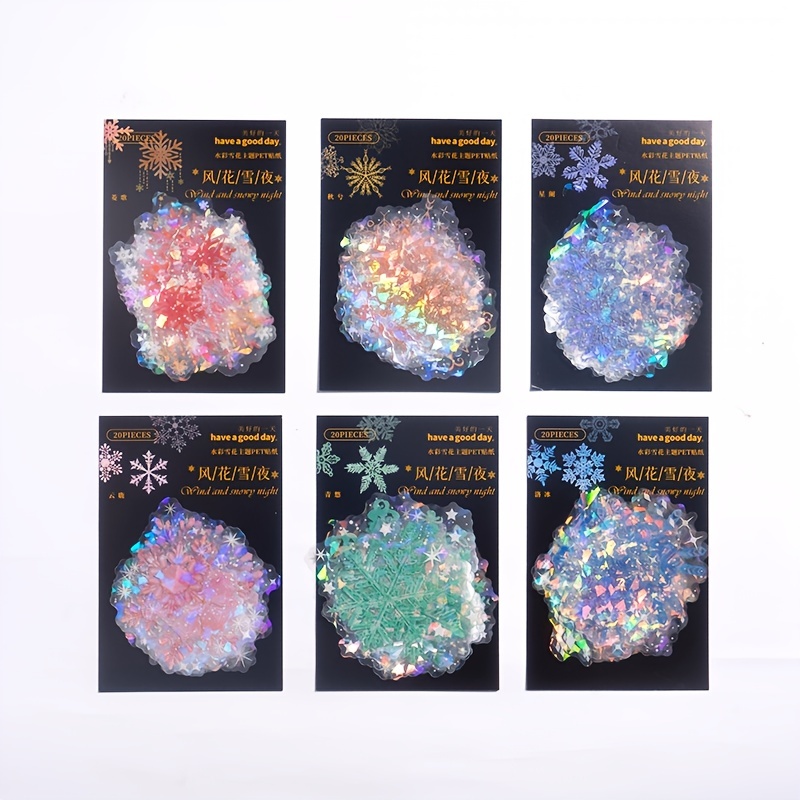 Snowflake Stickers 20 Sheets Matte Glitter Embellishments