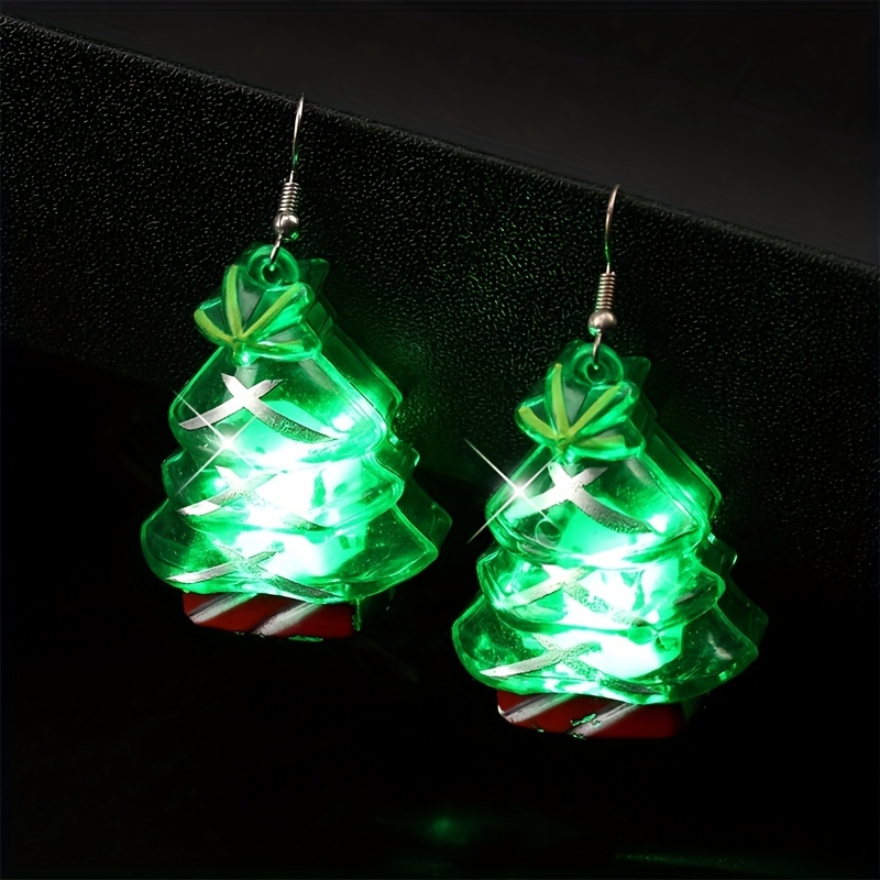 Micro Christmas Tree Earrings, Christmas Tree Light Earring