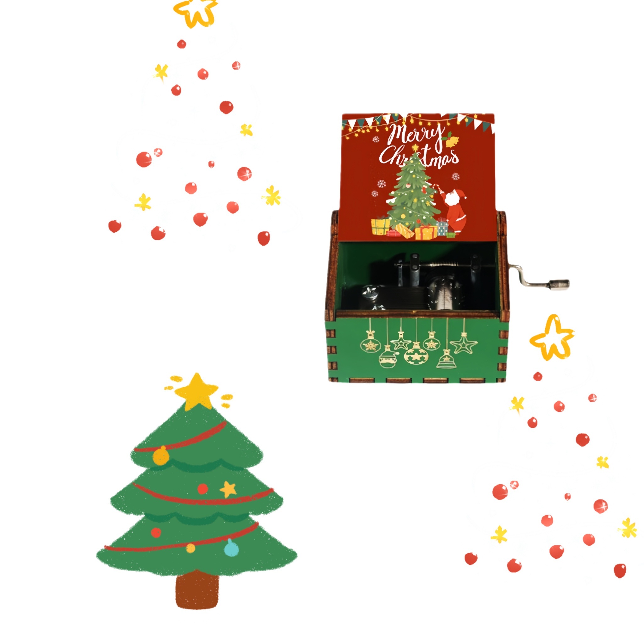 Christmas Music Box Hand Laser Engraved Classical Wood Temu United