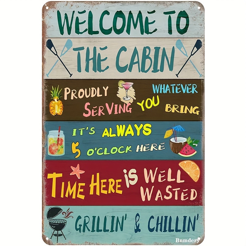 Retro Tin Sign Welcome To The Cabin Rustic Decor Vintage - Temu