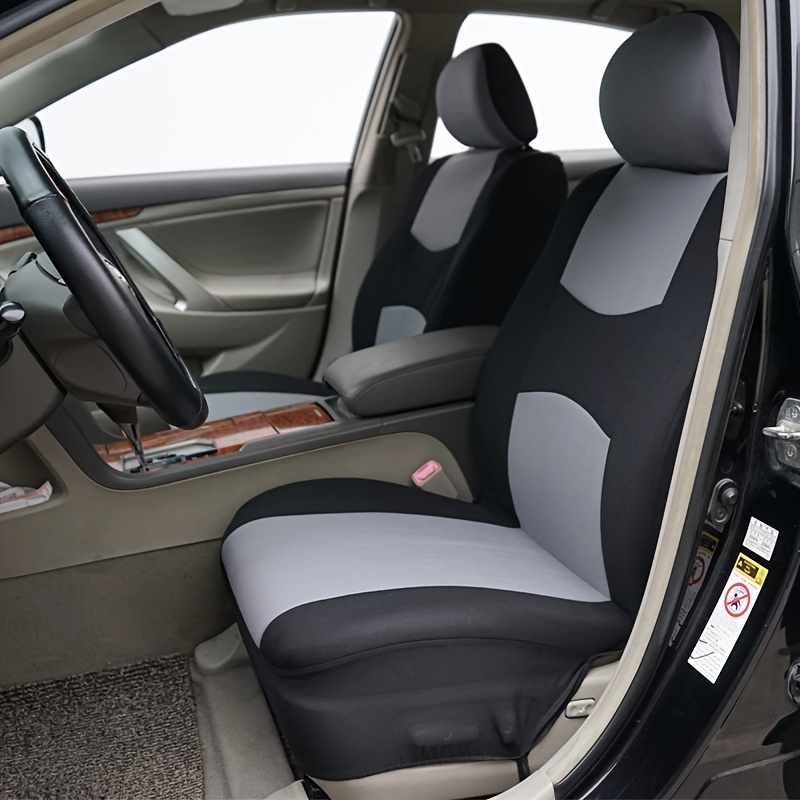 Car Seat Covers Polyester Front Pairs Gray Black Tan - Temu