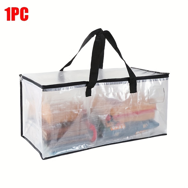 TEMU 1/2/5 Pcs Clear Moving Bags, Large Capacity Storage Bag With Zipper, Clear Packing Bag, Multifunctional Storage Bag