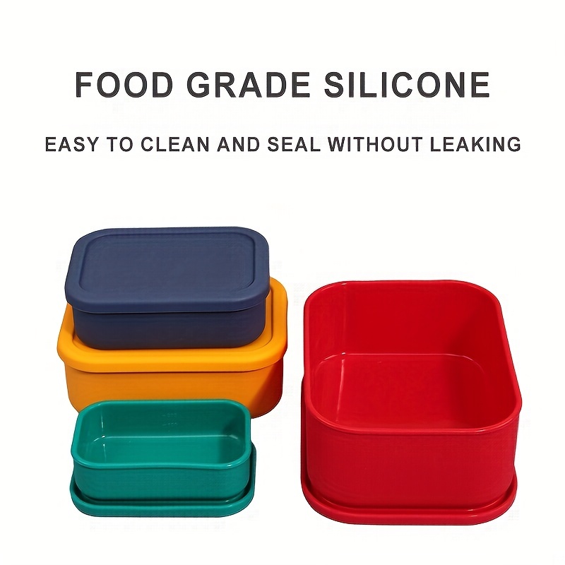 Silicone Bento Box For Kids, Rectangle Silicone Food Storage