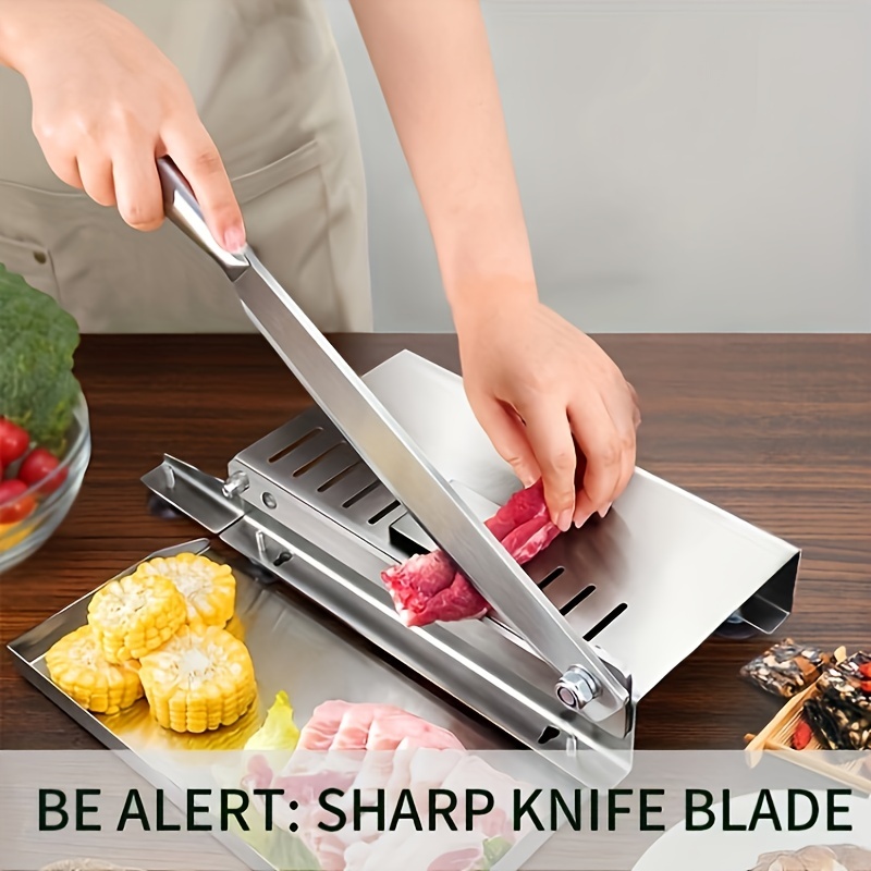 CNCEST Manual Meat Slicer Stainless Steel Cutter Manual Ribs Chopper Food  Slicing Tool