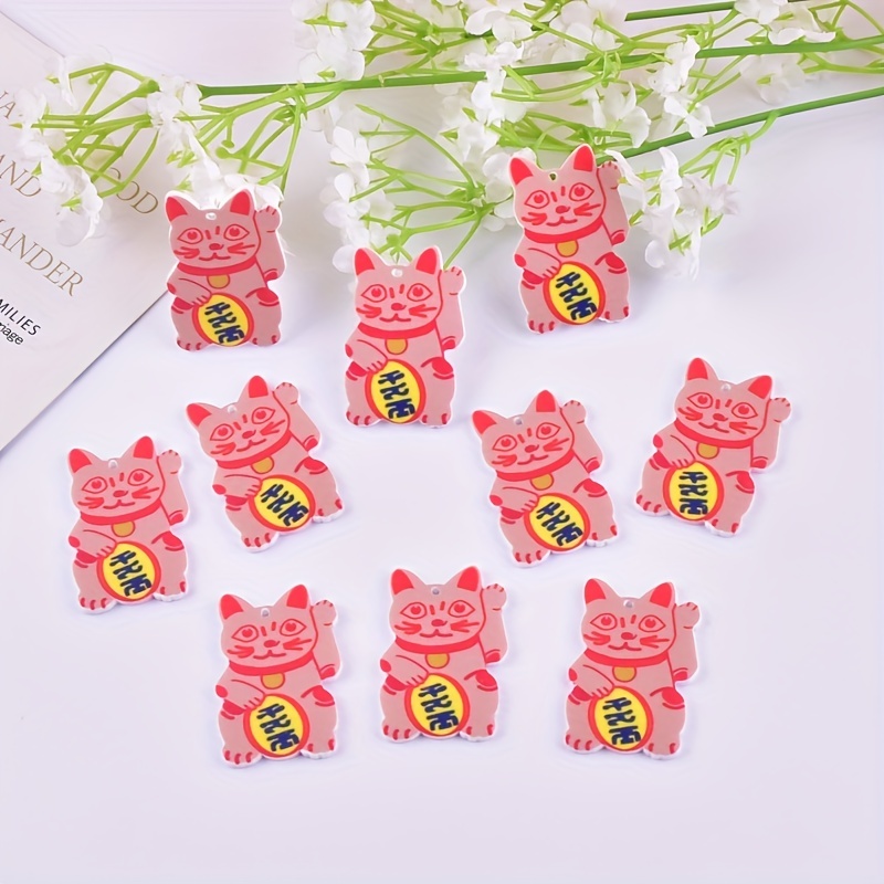 Lucky Cat Fortune Blessing Cat Pendants Acrylic Cat Charms - Temu