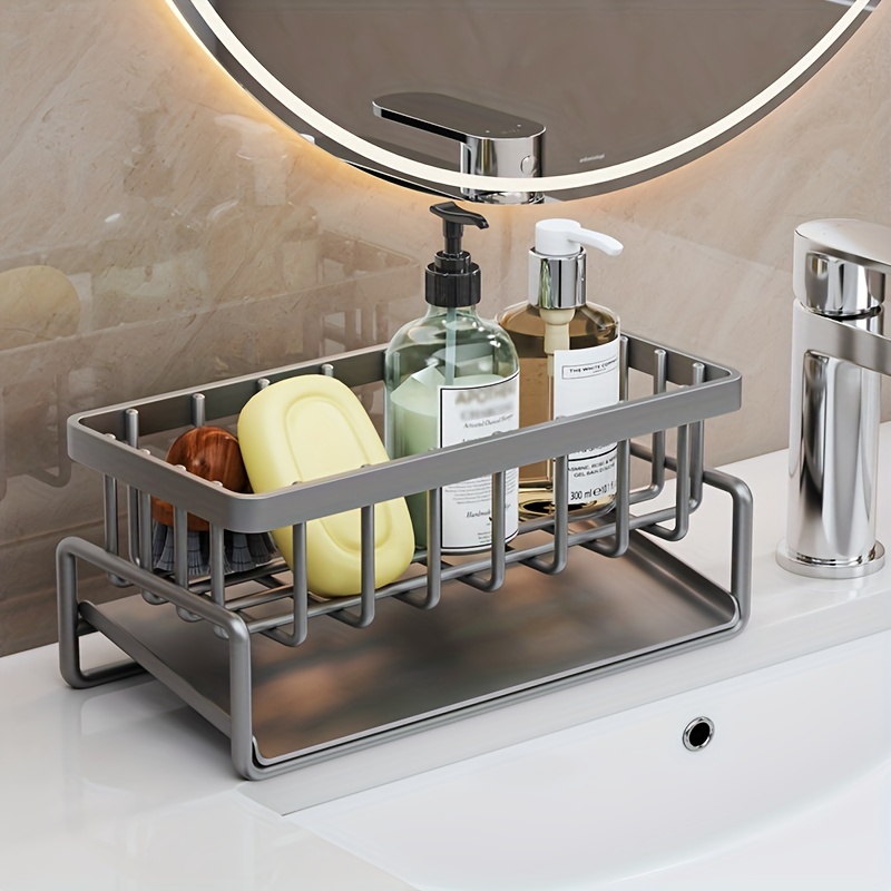Stainless Steel Sink Storage Shelf Table Top Spong Mop Rag Dishcloth Sink  Draining Bathroom Storage Rack - Temu