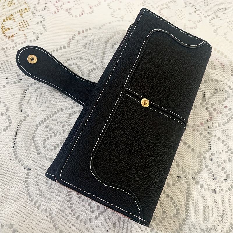 Stitch Detail Long Wallet, Women's Trendy Wallet With Multiple Card Slots &  Id Window - Temu
