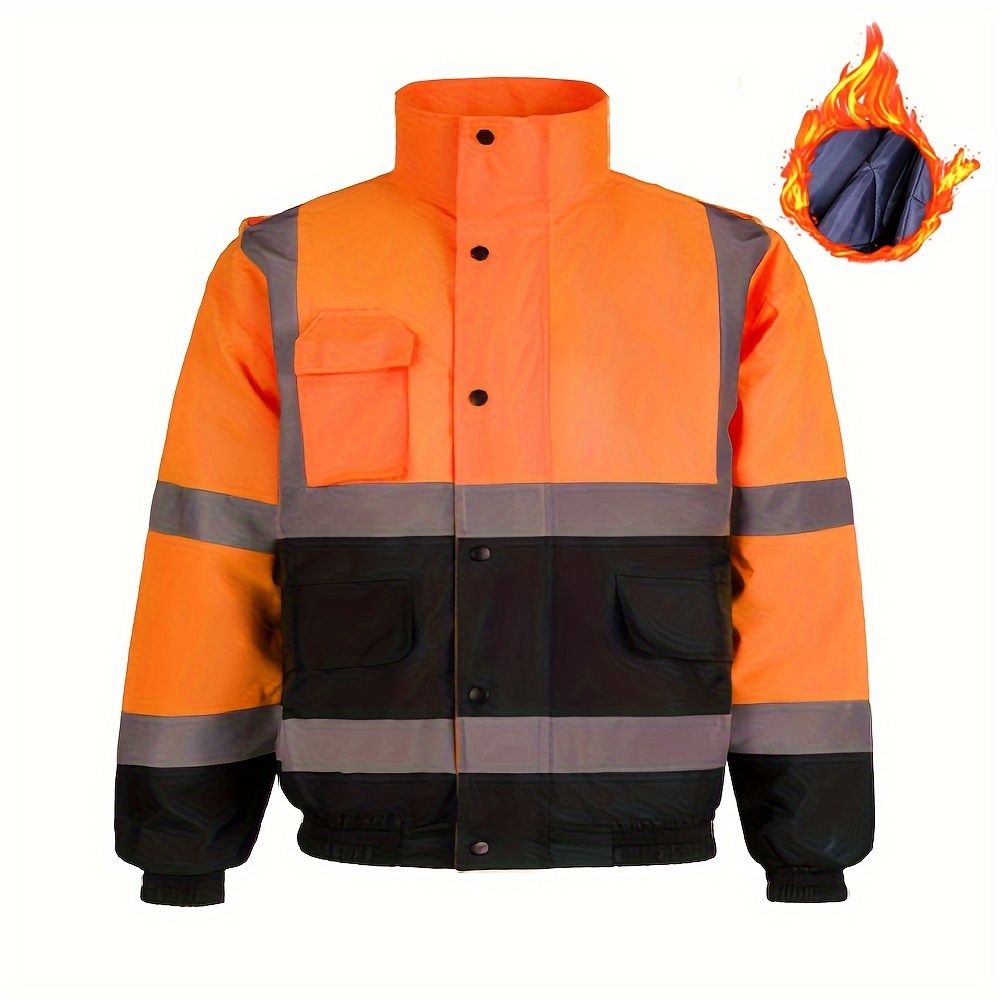 Giacche di sicurezza per uomo da lavoro giacca invernale ad alta visibilità  abbigliamento da lavoro giacca riflettente antivento impermeabile termica  addensata da uomo
