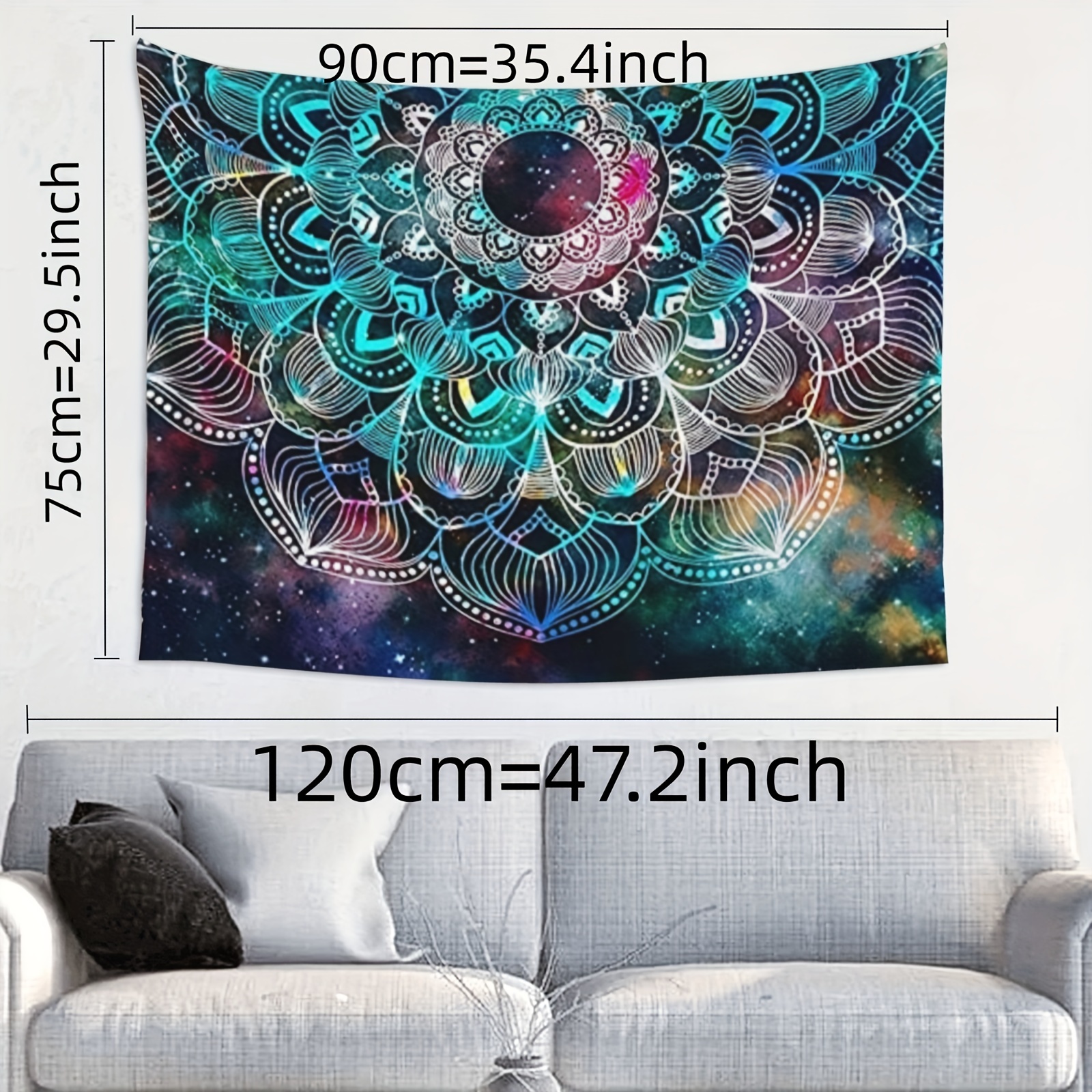 Mandala Floral Medallion Tapestry Sketched Flower Plant Wall Tapes