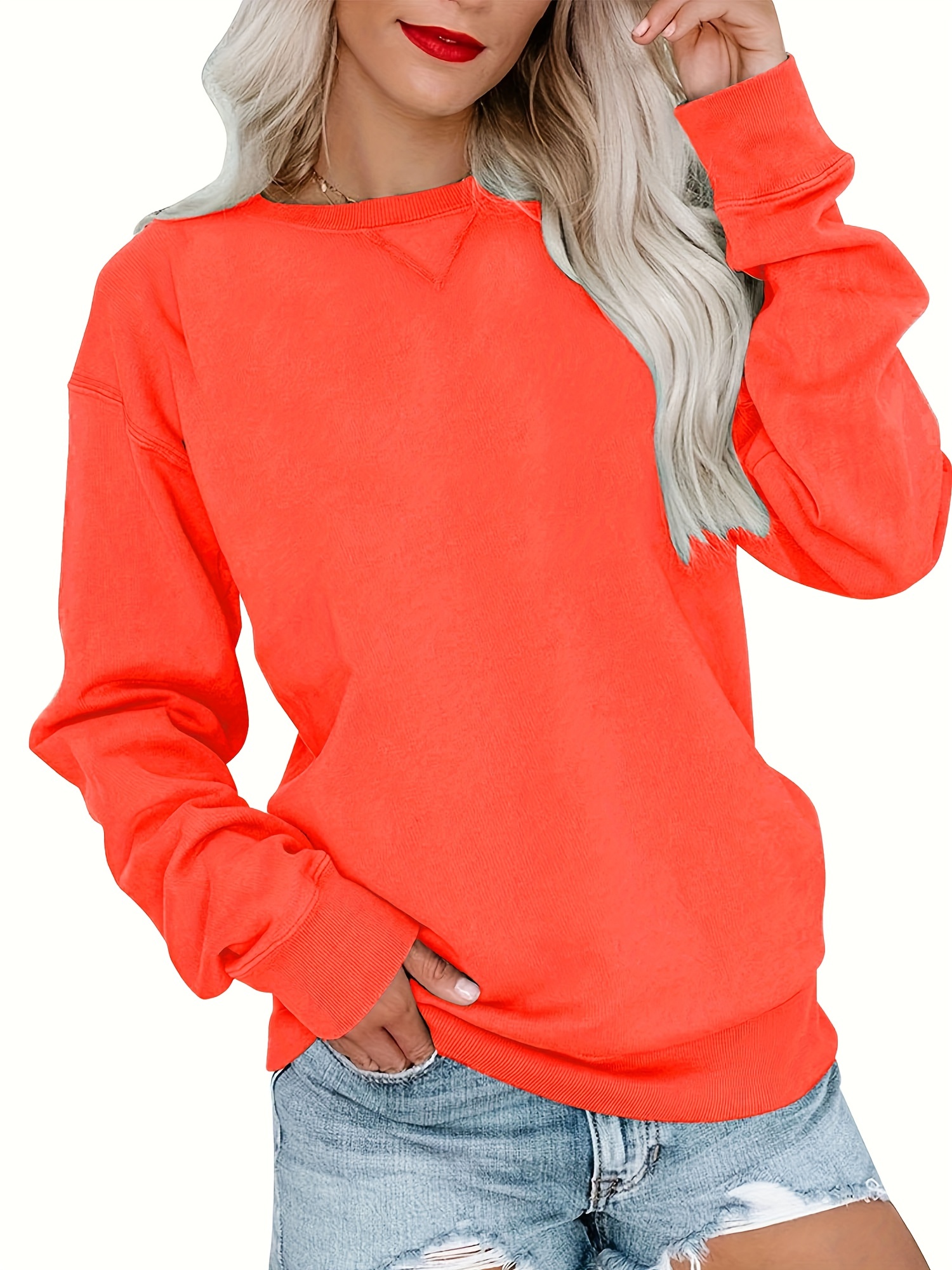 Women's orange sweatshirt hot sale