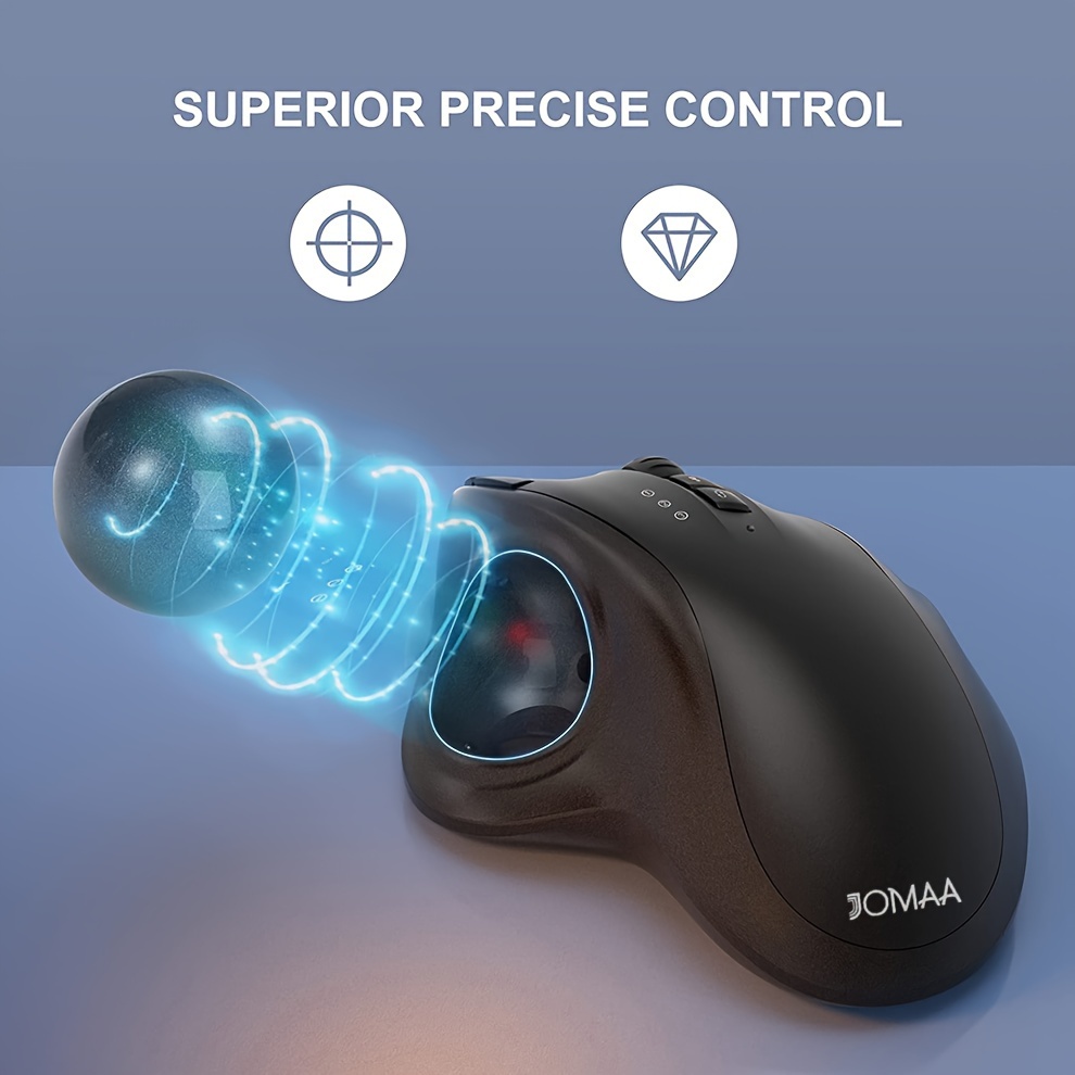 Wireless Trackball Mouse, Rechargeable Ergonomic Design, Index Finger  Control with 5 Adjustable DPI, 3 Device Connection (Bluetooth or USB)