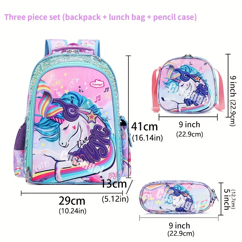 Kids Waterproof Unicorn Dinosaur Backpack Large Capacity Multiple Compartments
