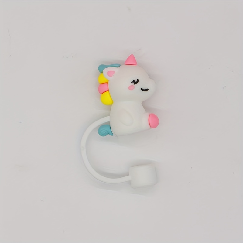 Cute Cartoon Cat Lion Bear Shape Silicone Straw Cover, Reusable