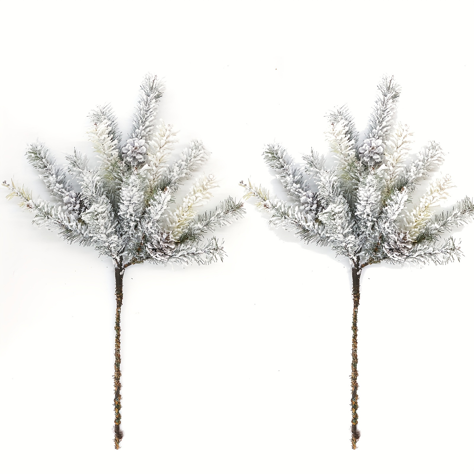 Viryfite 20 Pcs Christmas Artificial Pine Needles Branches 10Inch  Artificial Snowy Pine Branches Faux Pine Picks Twigs Frosted Flocked Pine  Picks for