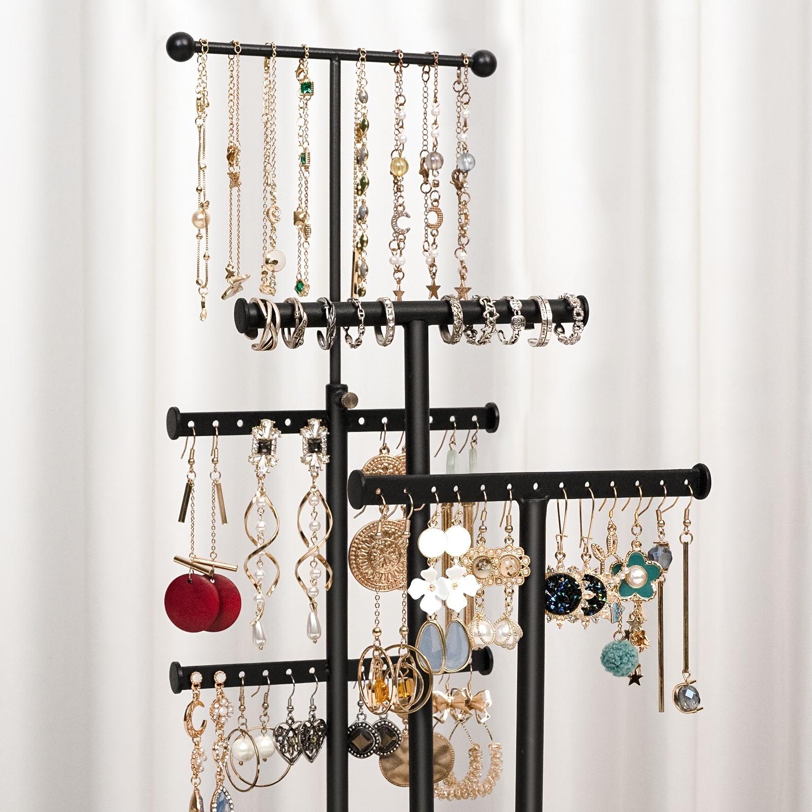 Earring Organizer Triple Rods 5 Layer Jewelry - Temu