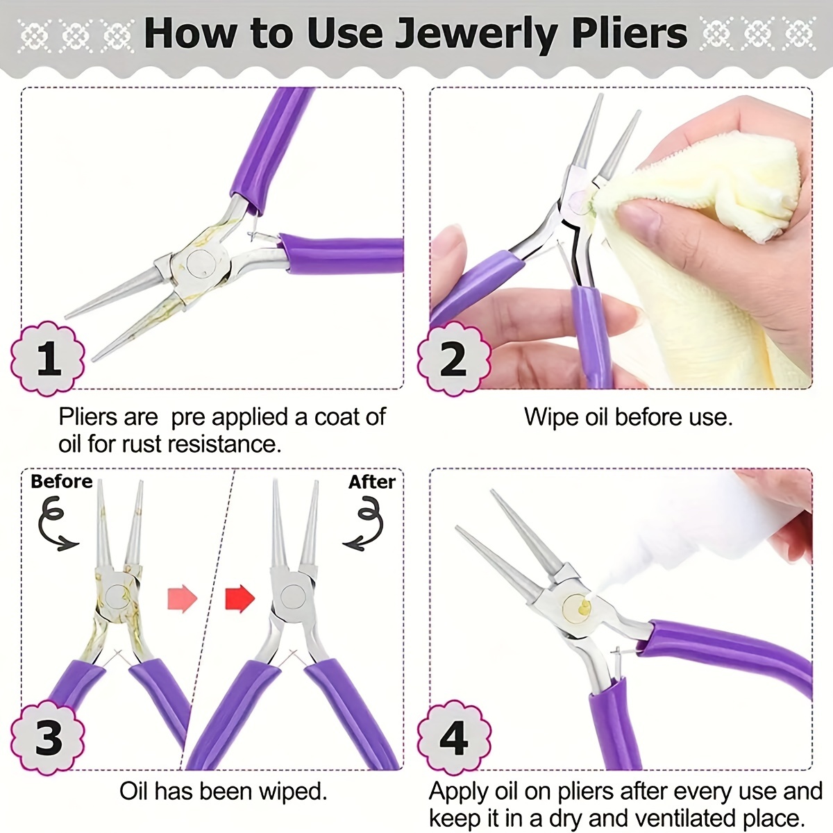 4pcs jewelry pliers tool set includes