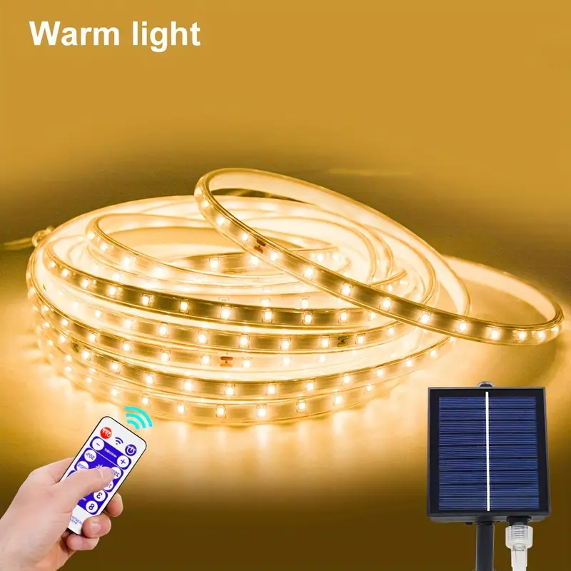 1pc Solar Led Strip Lights Outdoor Solar Powered Flexible Tape String Lights  8 Lighting Modes 300 600 Led Waterproof Led Lights For Balcony Garden  Stairs Decor Christmas Halloween And Thanksgiving Decorations 